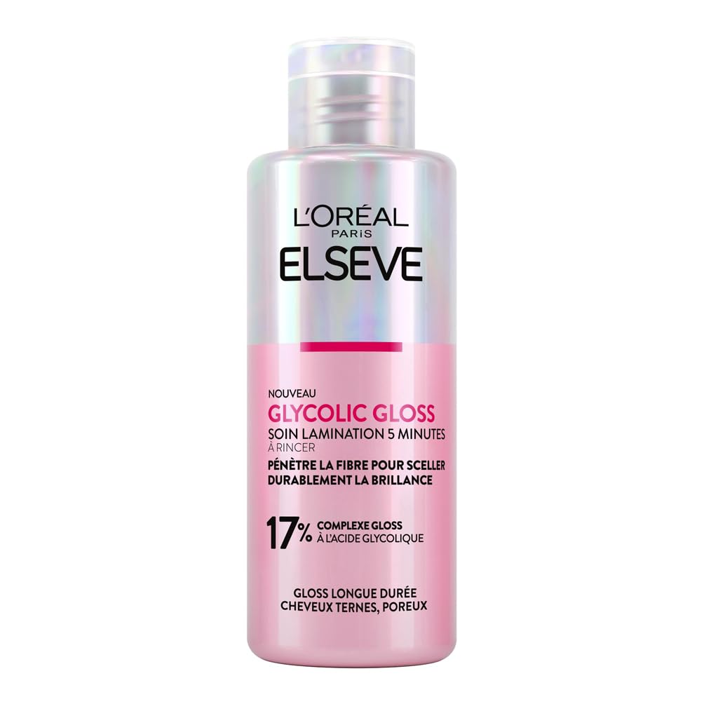 L'Oréal Paris - Routine Capillaire Protectrice pour Cheveux Ternes - Shampooing + Soin Lamination + Sérum Sans Rinçage - Acide Glycolique - Sans Sulfates - Elseve Glycolic Gloss - 3 Produits