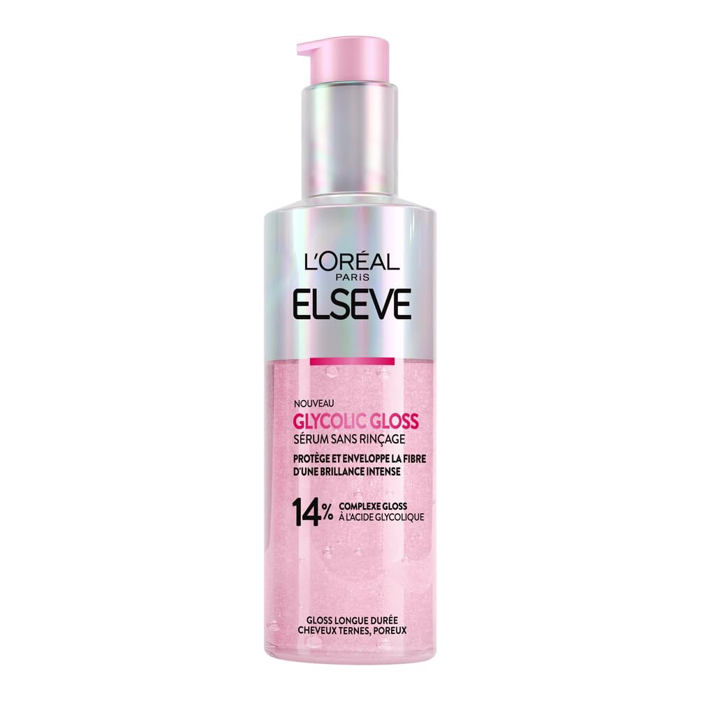 L'Oréal Paris - Routine Capillaire Protectrice pour Cheveux Ternes - Shampooing + Soin Lamination + Sérum Sans Rinçage - Acide Glycolique - Sans Sulfates - Elseve Glycolic Gloss - 3 Produits