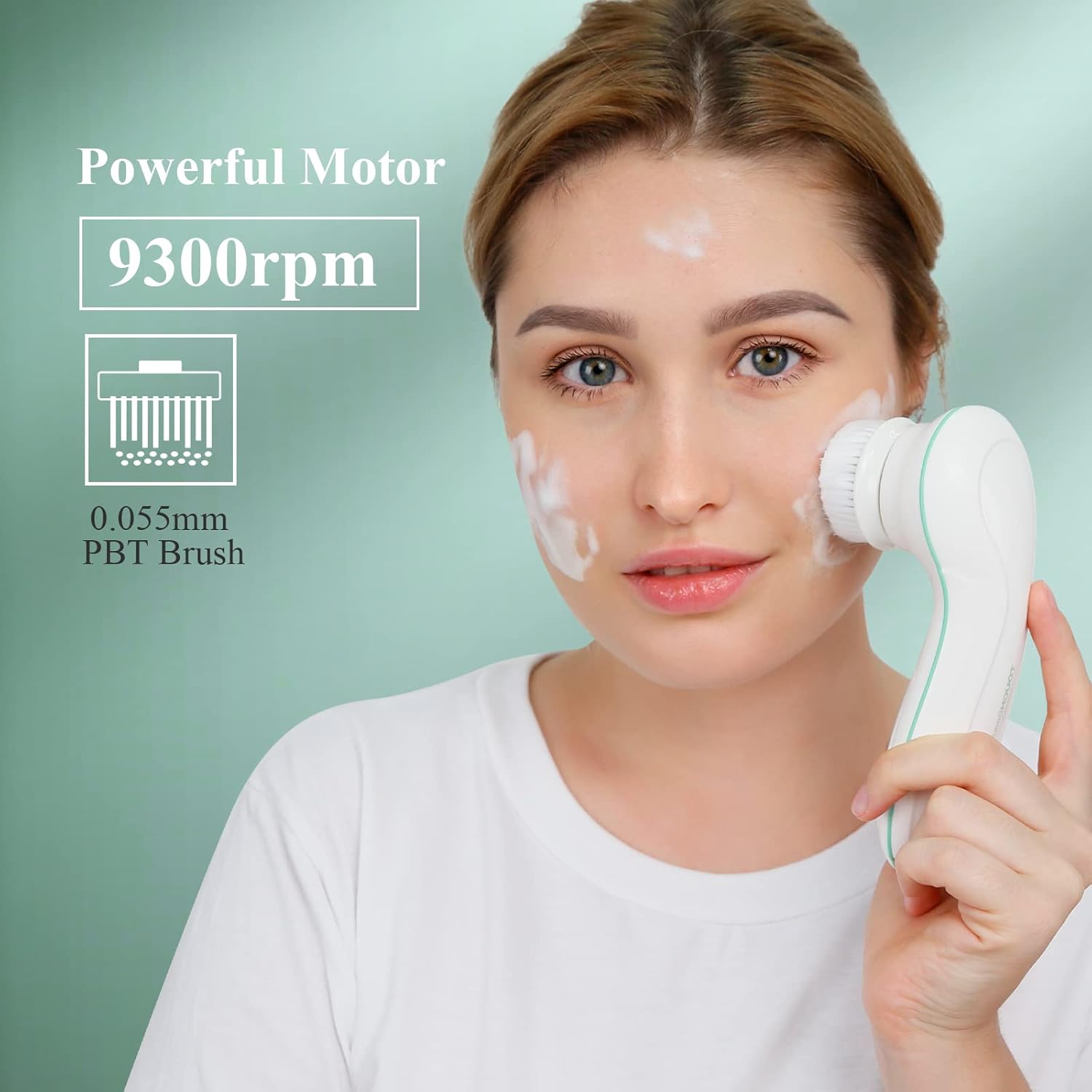 Brosse Nettoyante Visage Electrique, TOUCHBeauty Appareil de Nettoyage Visage avec 3 Têtes et 2 Réglages de Vitesse,Nettoyage en Profondeur/Exfoliation/Massage AG-0759D(Blanc)