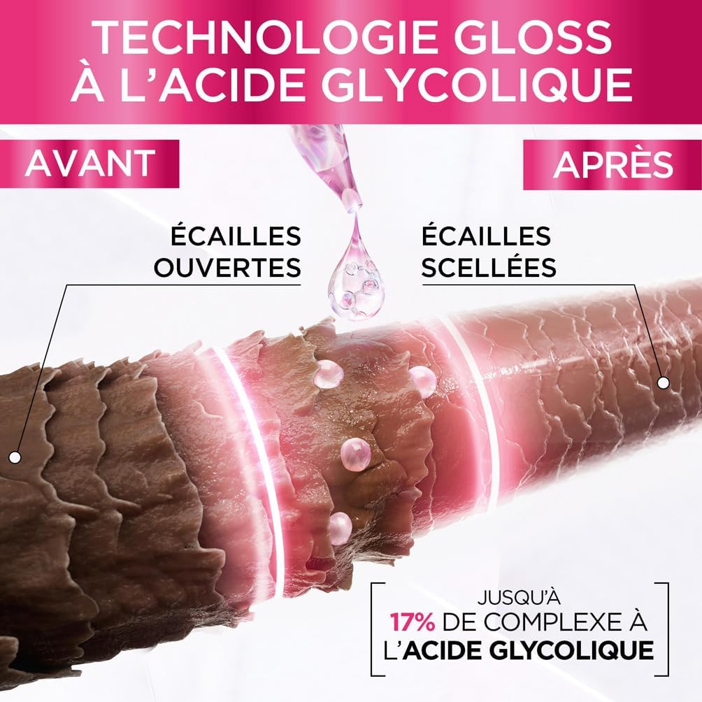 L'Oréal Paris - Routine Capillaire Protectrice pour Cheveux Ternes - Shampooing + Soin Lamination + Sérum Sans Rinçage - Acide Glycolique - Sans Sulfates - Elseve Glycolic Gloss - 3 Produits
