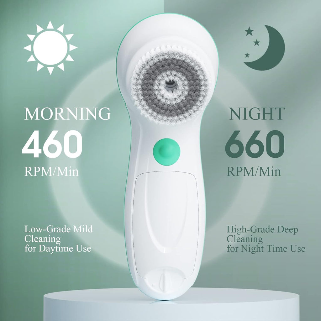 Brosse Nettoyante Visage Electrique, TOUCHBeauty Appareil de Nettoyage Visage avec 3 Têtes et 2 Réglages de Vitesse,Nettoyage en Profondeur/Exfoliation/Massage AG-0759D(Blanc)
