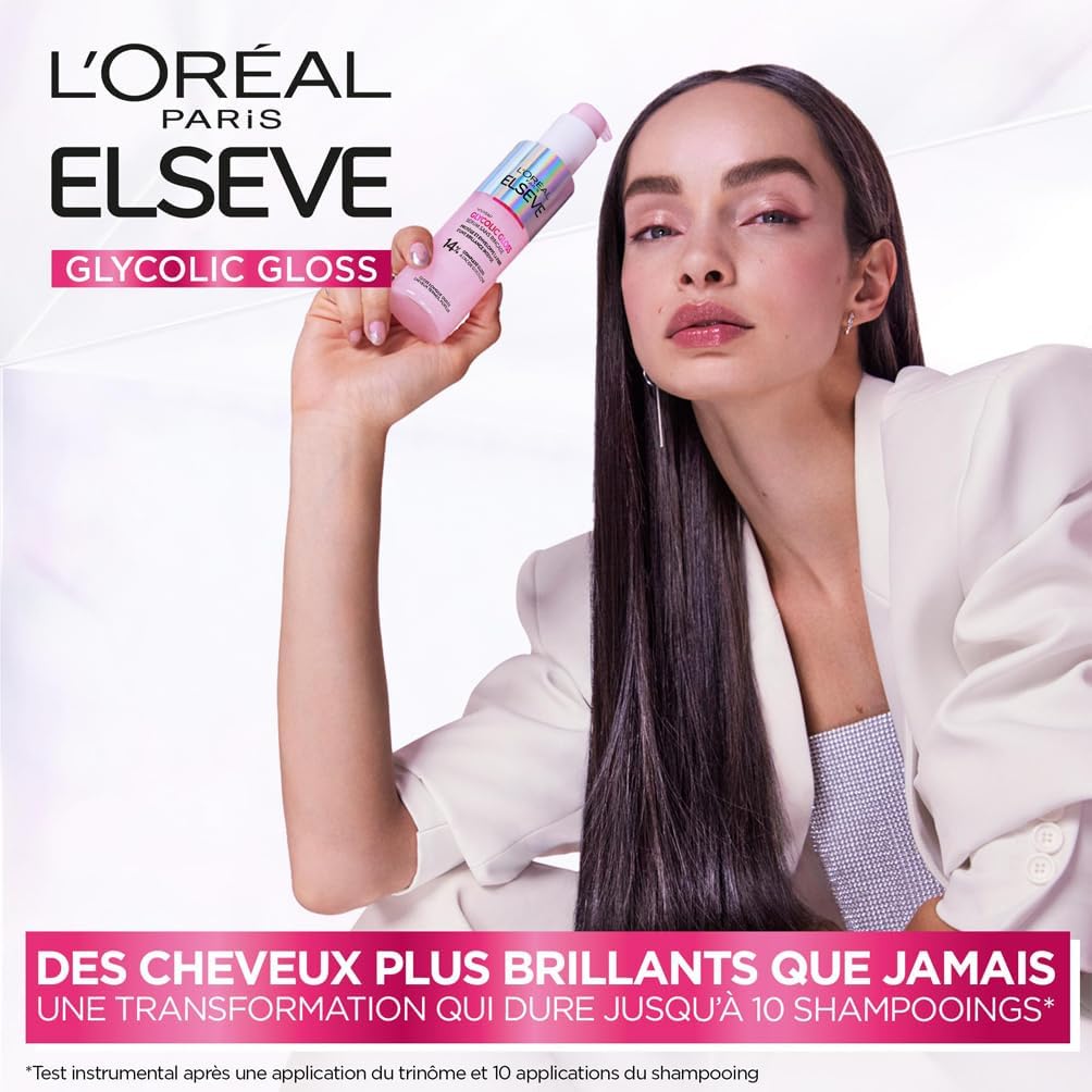 L'Oréal Paris - Routine Capillaire Protectrice pour Cheveux Ternes - Shampooing + Soin Lamination + Sérum Sans Rinçage - Acide Glycolique - Sans Sulfates - Elseve Glycolic Gloss - 3 Produits