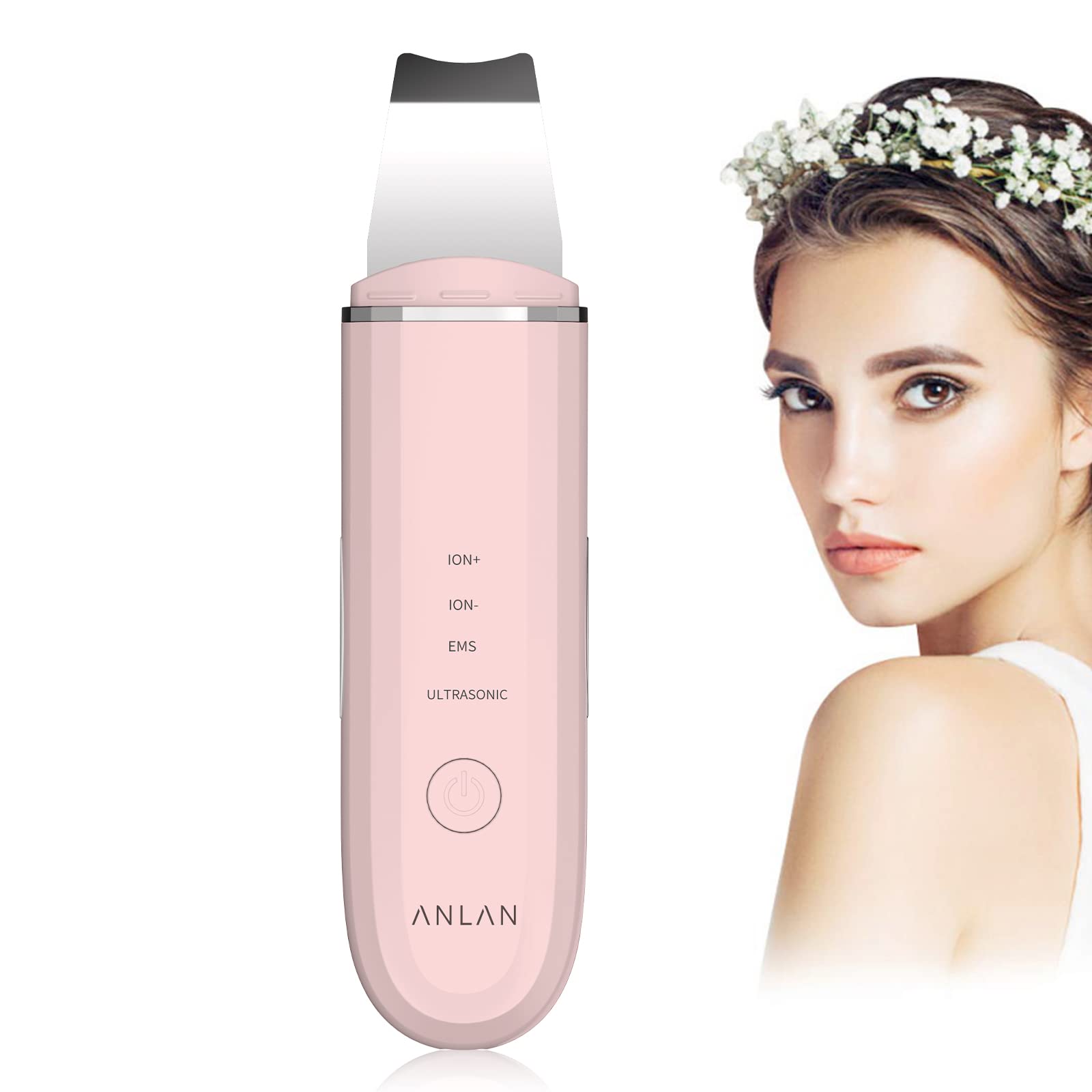 Nettoyeur de Peau Ultrasonique 4 en 1 ANLAN Épurateur de Peau pour le Visage - Nettoyage en Profondeur, Gommage Vibrant, Soins du Visage et Élimination des Points Noirs