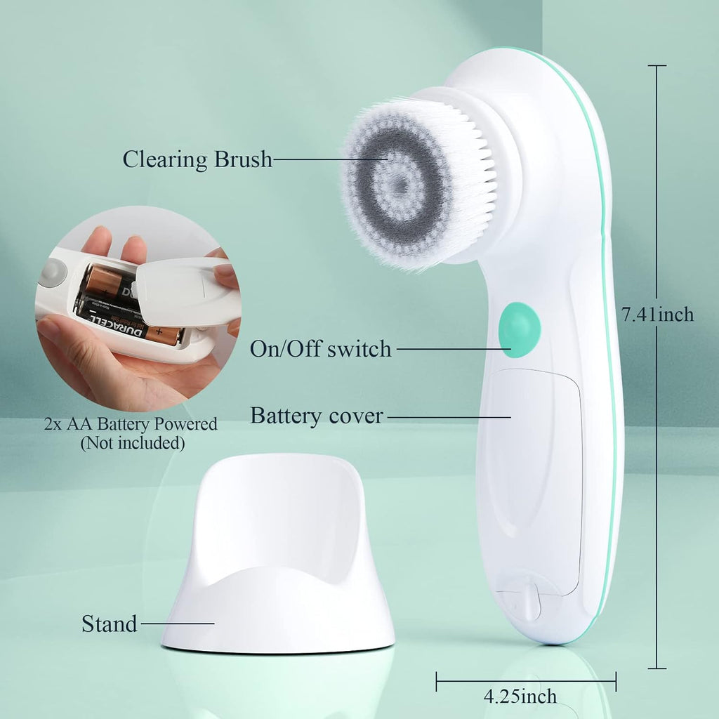 Brosse Nettoyante Visage Electrique, TOUCHBeauty Appareil de Nettoyage Visage avec 3 Têtes et 2 Réglages de Vitesse,Nettoyage en Profondeur/Exfoliation/Massage AG-0759D(Blanc)