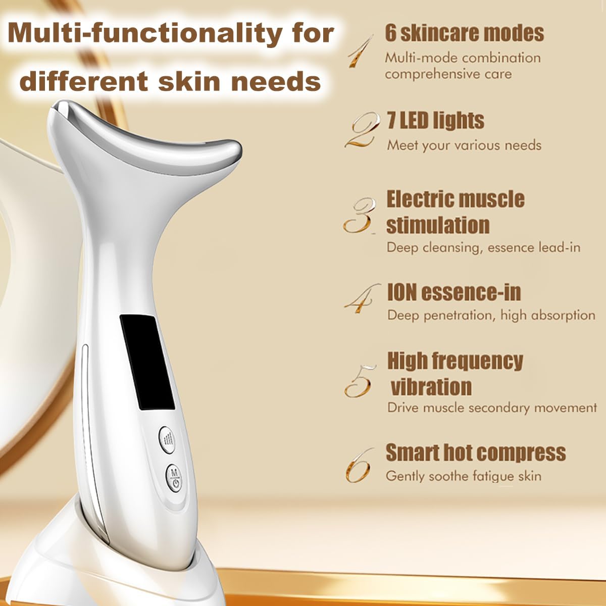 Appareil Anti Rides Visage Appareil Massage Visage avec Lifting Massage et LED Appareil de Beauté Electrique Double Menton Raffermissant et Liftant