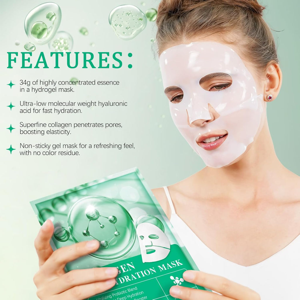 Bio Collagène Lot De 6 Masques De Nuit Intensifs Au Collagène Avec Booster De Collagène Avancé, Favorise La Vitalité Et L'Élasticité De La Peau