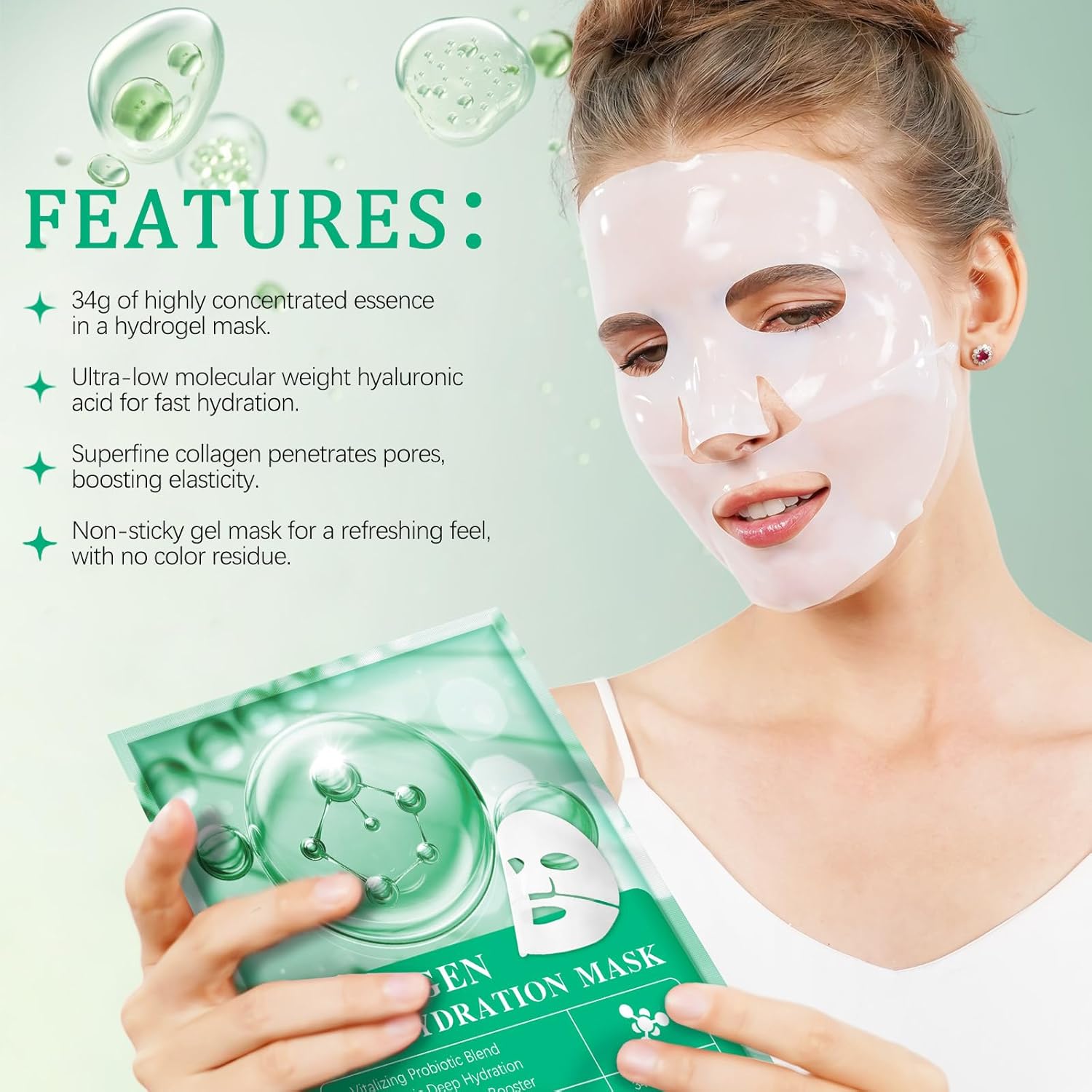Bio Collagène Lot De 6 Masques De Nuit Intensifs Au Collagène Avec Booster De Collagène Avancé, Favorise La Vitalité Et L'Élasticité De La Peau