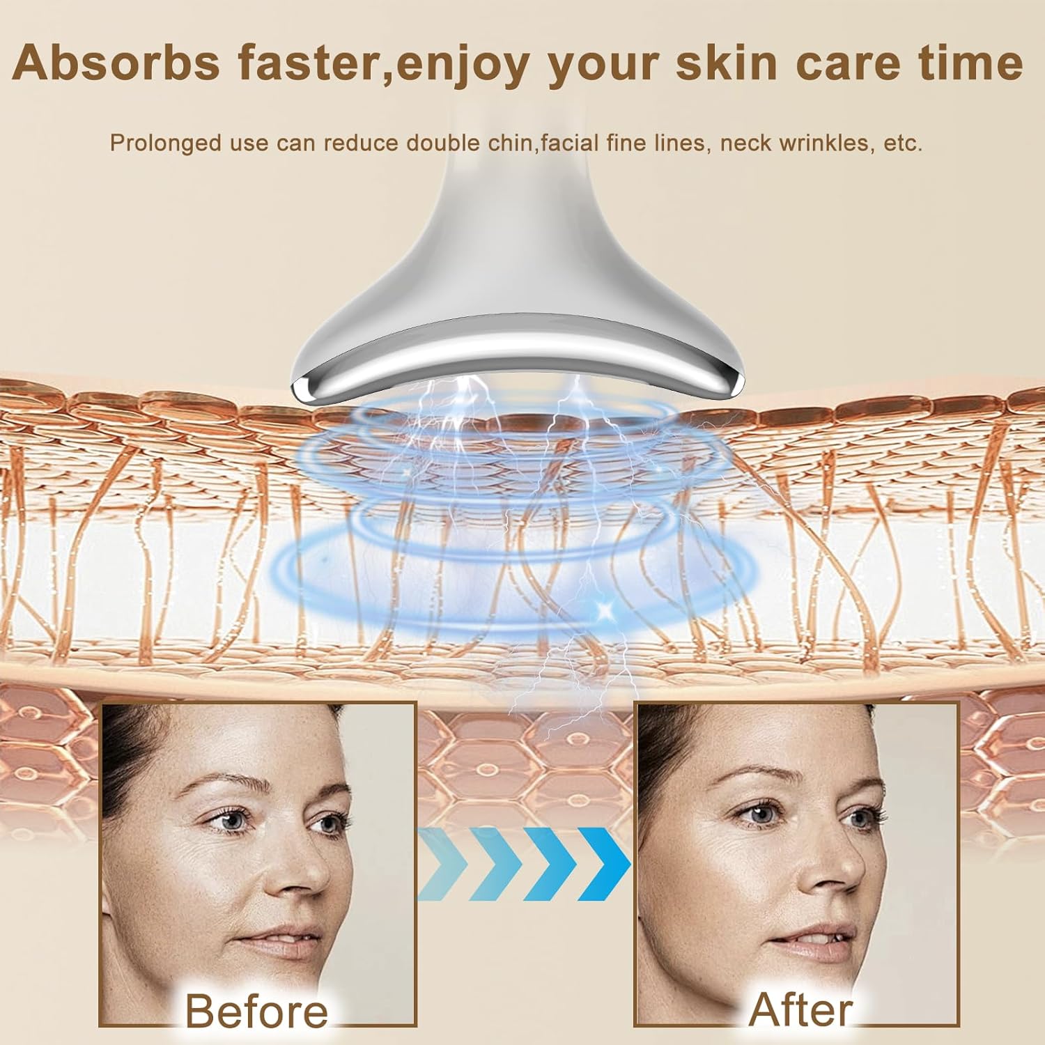Appareil Anti Rides Visage Appareil Massage Visage avec Lifting Massage et LED Appareil de Beauté Electrique Double Menton Raffermissant et Liftant