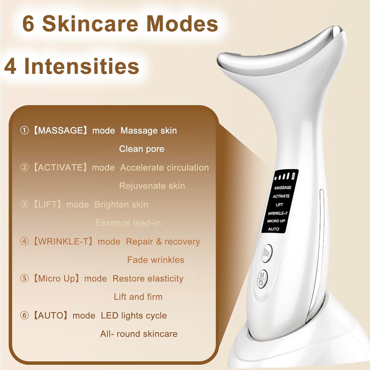 Appareil Anti Rides Visage Appareil Massage Visage avec Lifting Massage et LED Appareil de Beauté Electrique Double Menton Raffermissant et Liftant