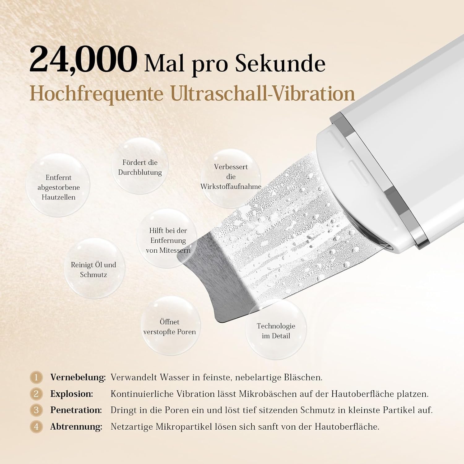 Nettoyeur de Peau Ultrasonique 4 en 1 ANLAN Épurateur de Peau pour le Visage - Nettoyage en Profondeur, Gommage Vibrant, Soins du Visage et Élimination des Points Noirs