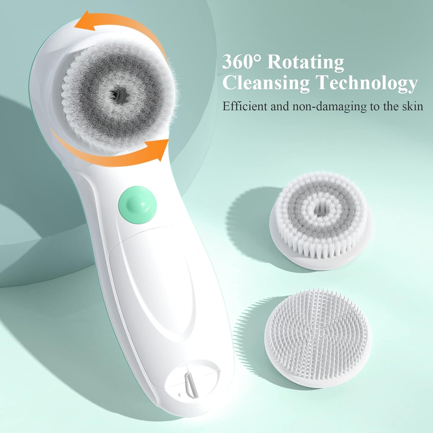 Brosse Nettoyante Visage Electrique, TOUCHBeauty Appareil de Nettoyage Visage avec 3 Têtes et 2 Réglages de Vitesse,Nettoyage en Profondeur/Exfoliation/Massage AG-0759D(Blanc)