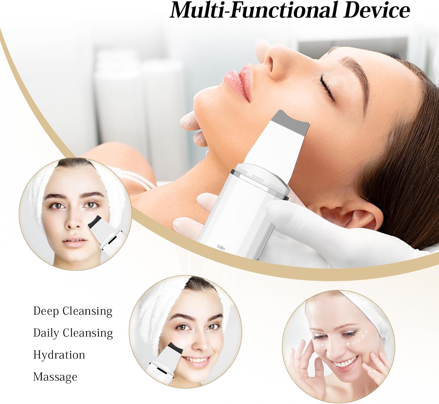 Nettoyeur de Peau Ultrasonique 4 en 1 ANLAN Épurateur de Peau pour le Visage - Nettoyage en Profondeur, Gommage Vibrant, Soins du Visage et Élimination des Points Noirs