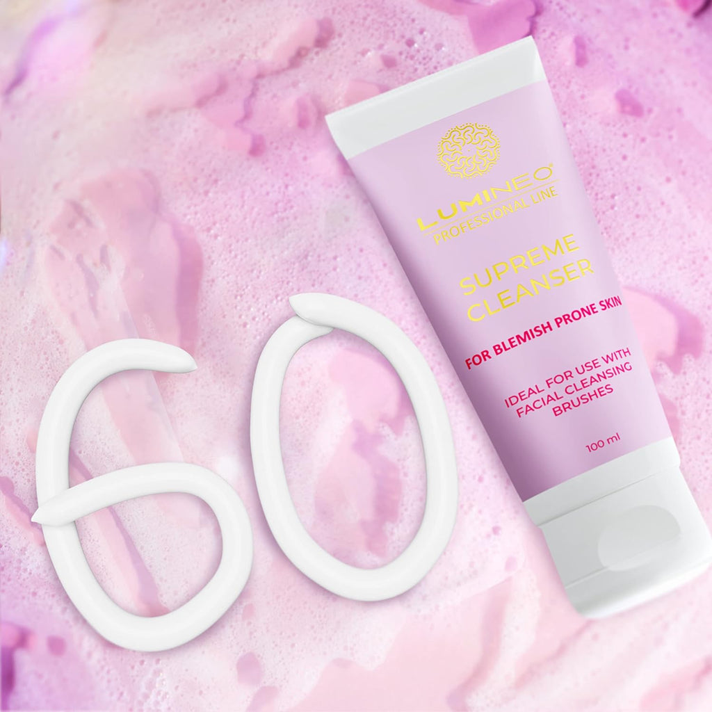 Lumineo Gel visage impur, conçu pour les brosses électriques pour le visage, particulièrement crémeux, anti-imperfections, anti-boutons anti-acné, nettoyant