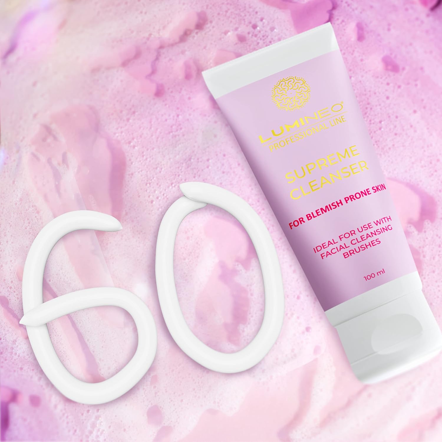 Lumineo Gel visage impur, conçu pour les brosses électriques pour le visage, particulièrement crémeux, anti-imperfections, anti-boutons anti-acné, nettoyant