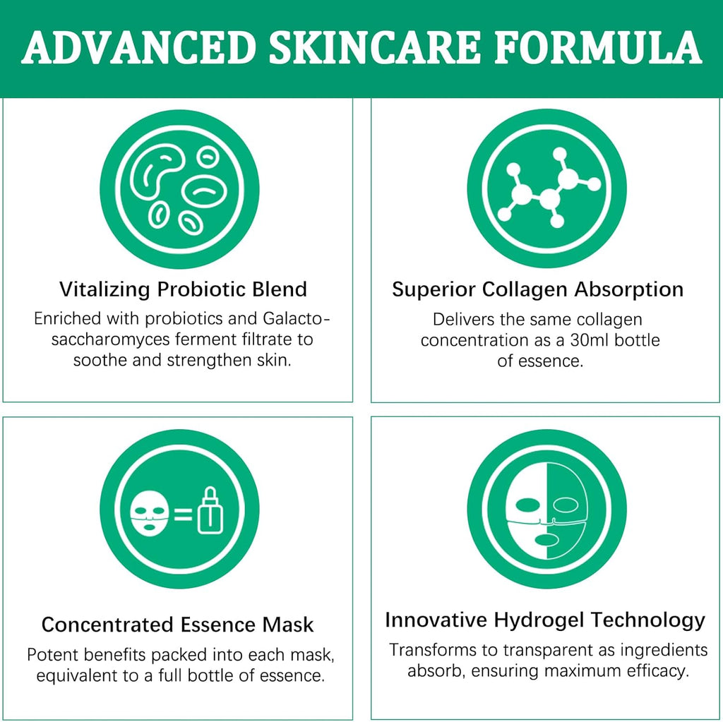 Bio Collagène Lot De 6 Masques De Nuit Intensifs Au Collagène Avec Booster De Collagène Avancé, Favorise La Vitalité Et L'Élasticité De La Peau