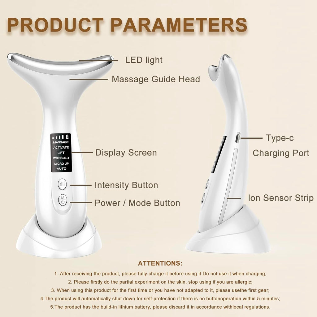 Appareil Anti Rides Visage Appareil Massage Visage avec Lifting Massage et LED Appareil de Beauté Electrique Double Menton Raffermissant et Liftant